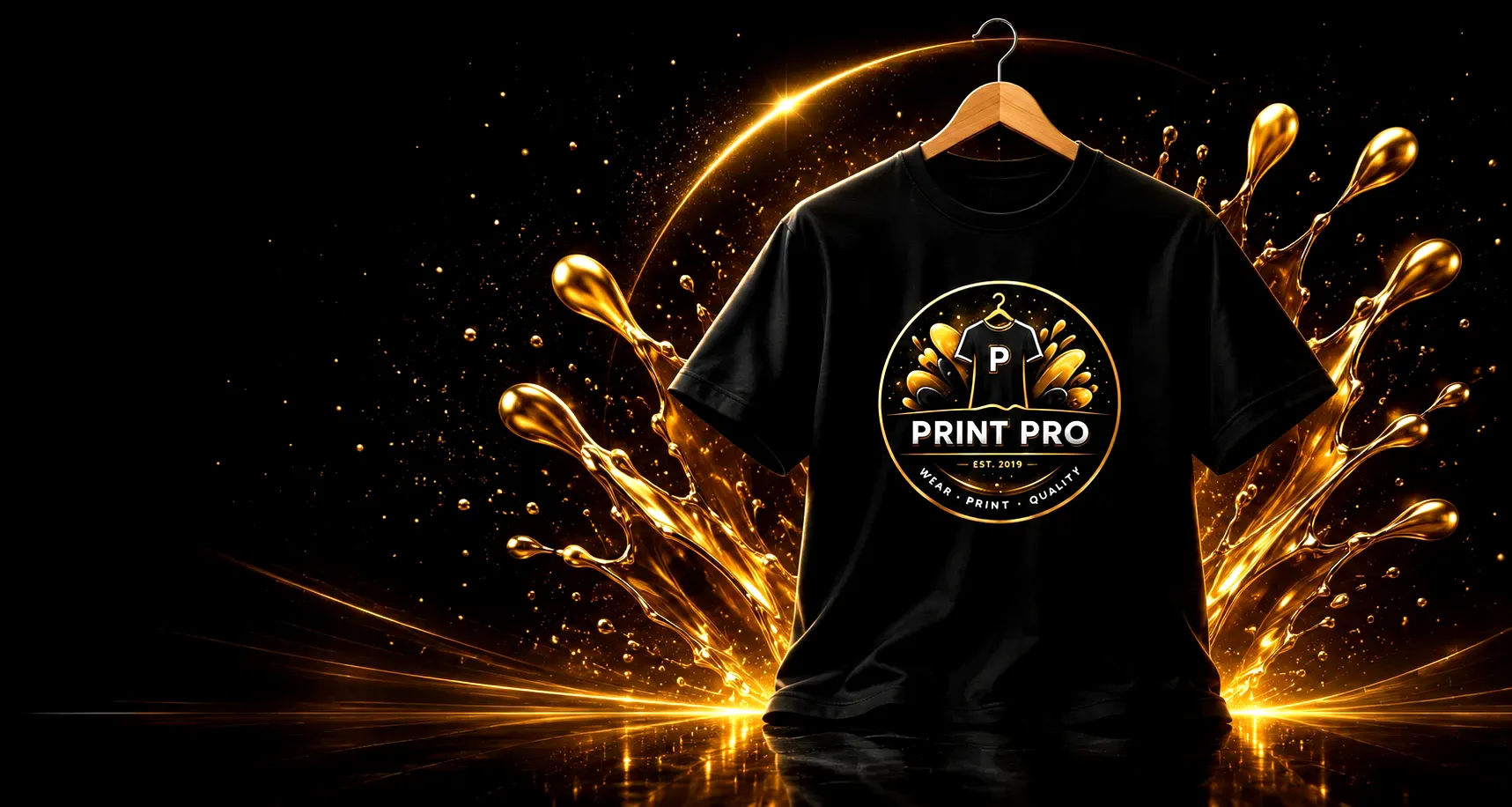 Black T-shirt with premium custom printing
